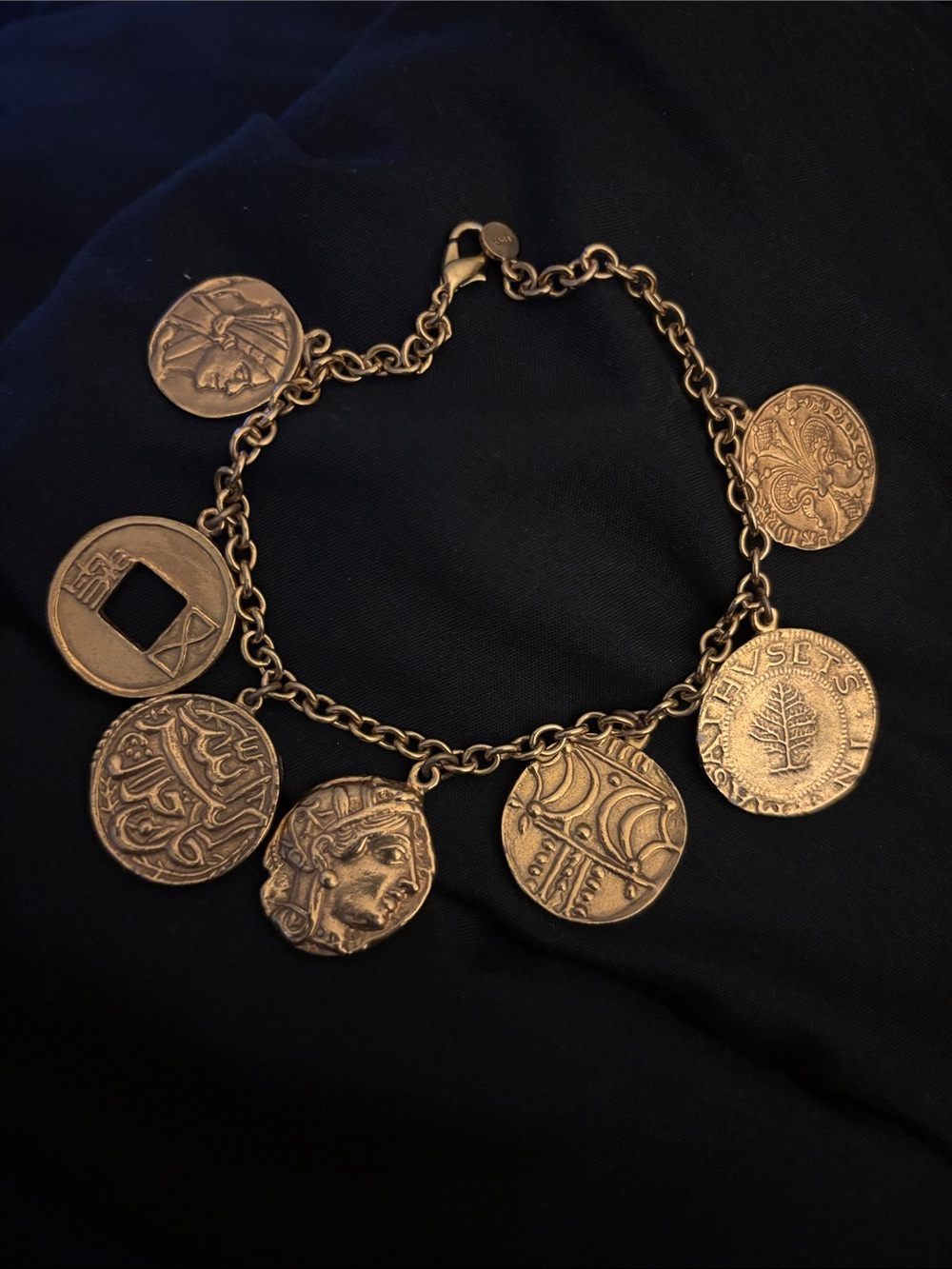Gold-Tone Coin Charm Bracelet for Women - Vintage-Inspired